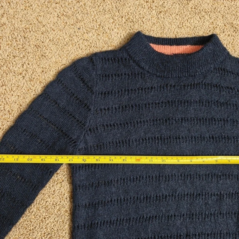 Scotch &‎ Soda Sweater Womens XS Navy Blue Mock Neck Openwork Wool